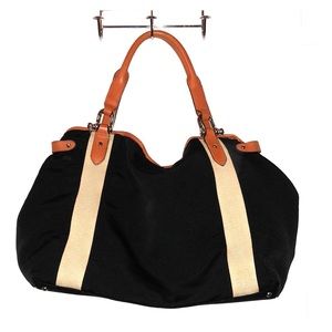 Lauren Ralph Lauren Black/cream bag leather strap